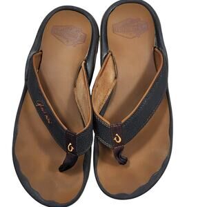 OluKai Men's 'Ohana sandals in the Dark Java/Ray color Men 10